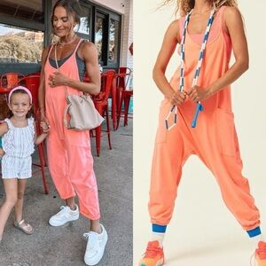 NEW free people hotshot onesie in a neon coral/orange color